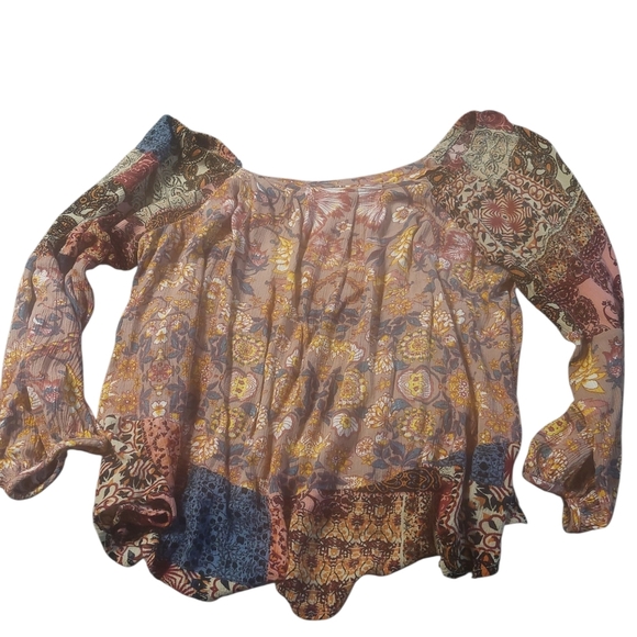 Umgee Multicolor Patchwork Blouse - Picture 1 of 4
